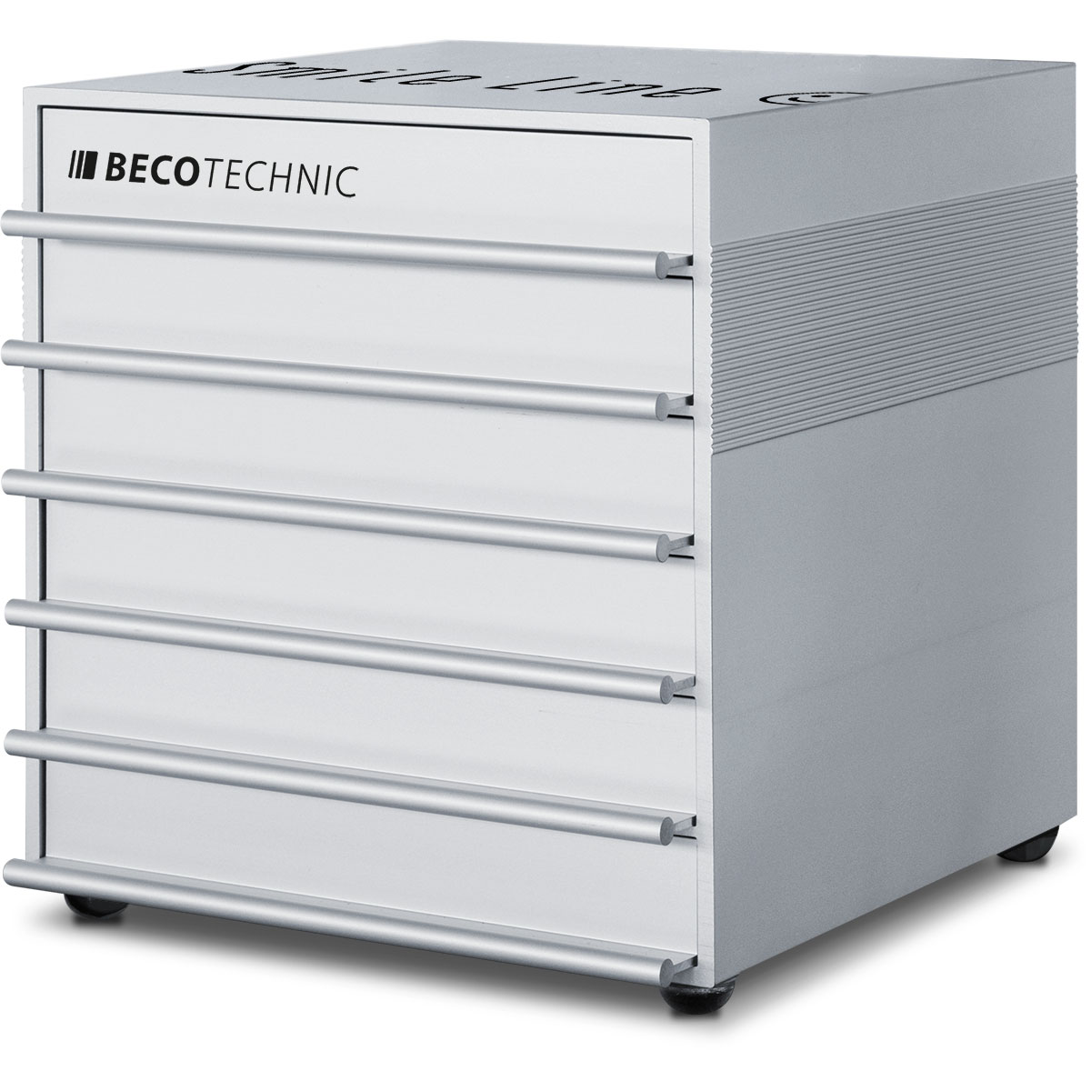 Aluminium-Box Mini-Cube für den Werktisch, 6 Schubladen mit Kunststoffeinlagen