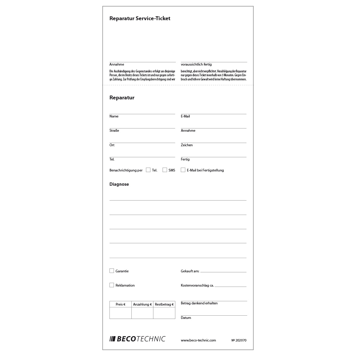 Pack à 1.000 Reparaturtüten Universal