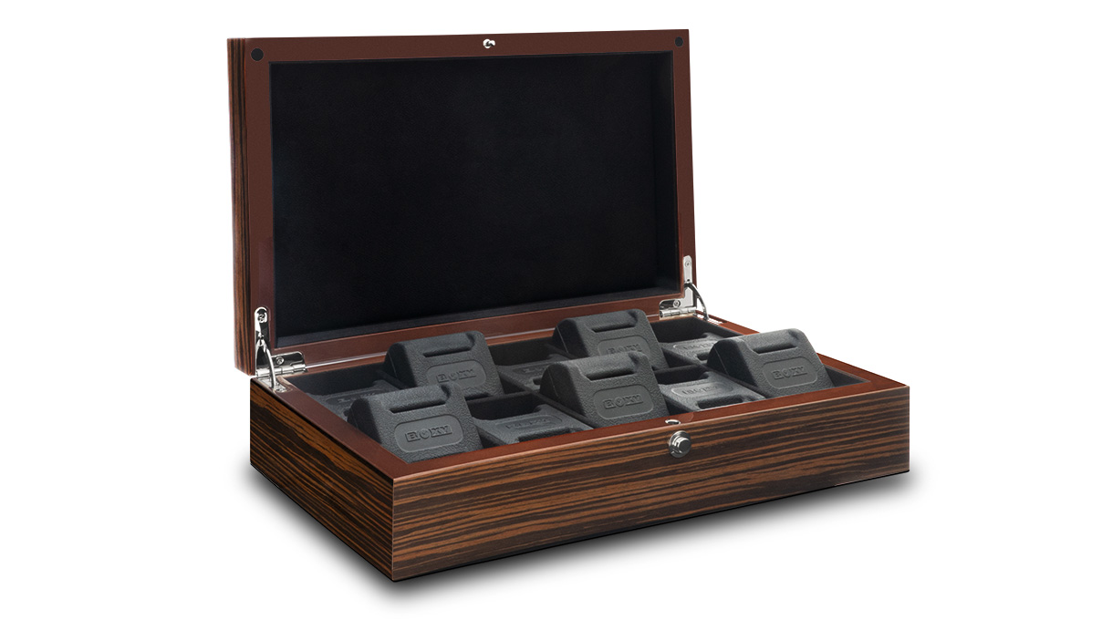 Beco Uhrensammlerbox für 10 Uhren, Makassar poliert, schwarzes Futter
