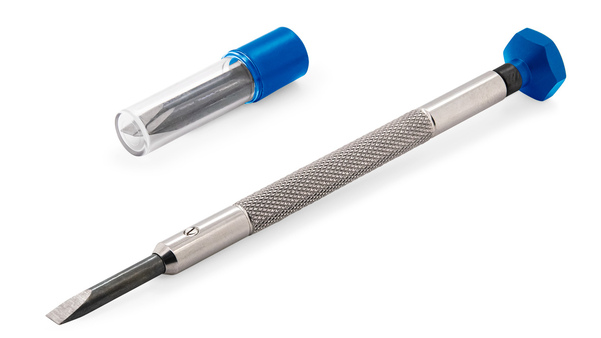 VOH Schraubendreher, Klinge 2,5 mm, blau, mit Ersatzklingen