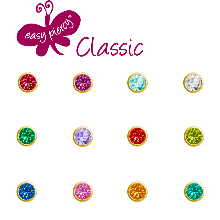 Ohrstecker Easy Piercy Classic, Mini, vergoldet, Sortiment