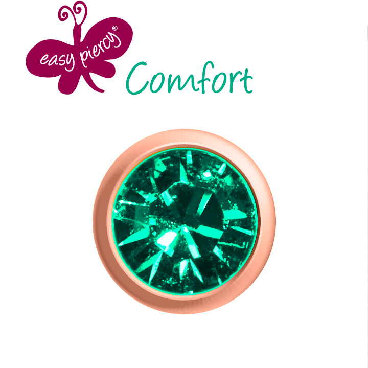1 Paar Easy Piercy Comfort Ohrstecker Ø 3,95 mm, rosé vergoldet, Türkis Imitation