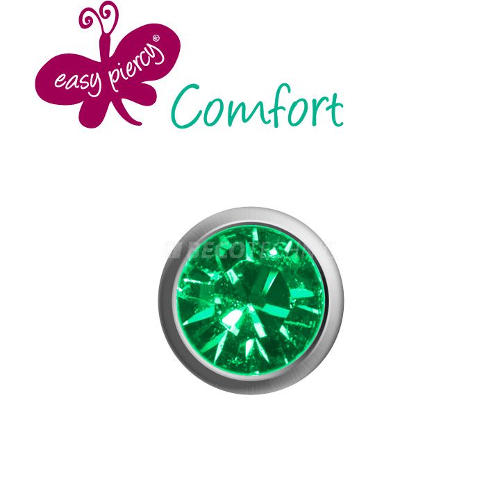1 Paar Easy Piercy Comfort Ohrstecker Ø 2,95 mm, weiß, Smaragd Imitation