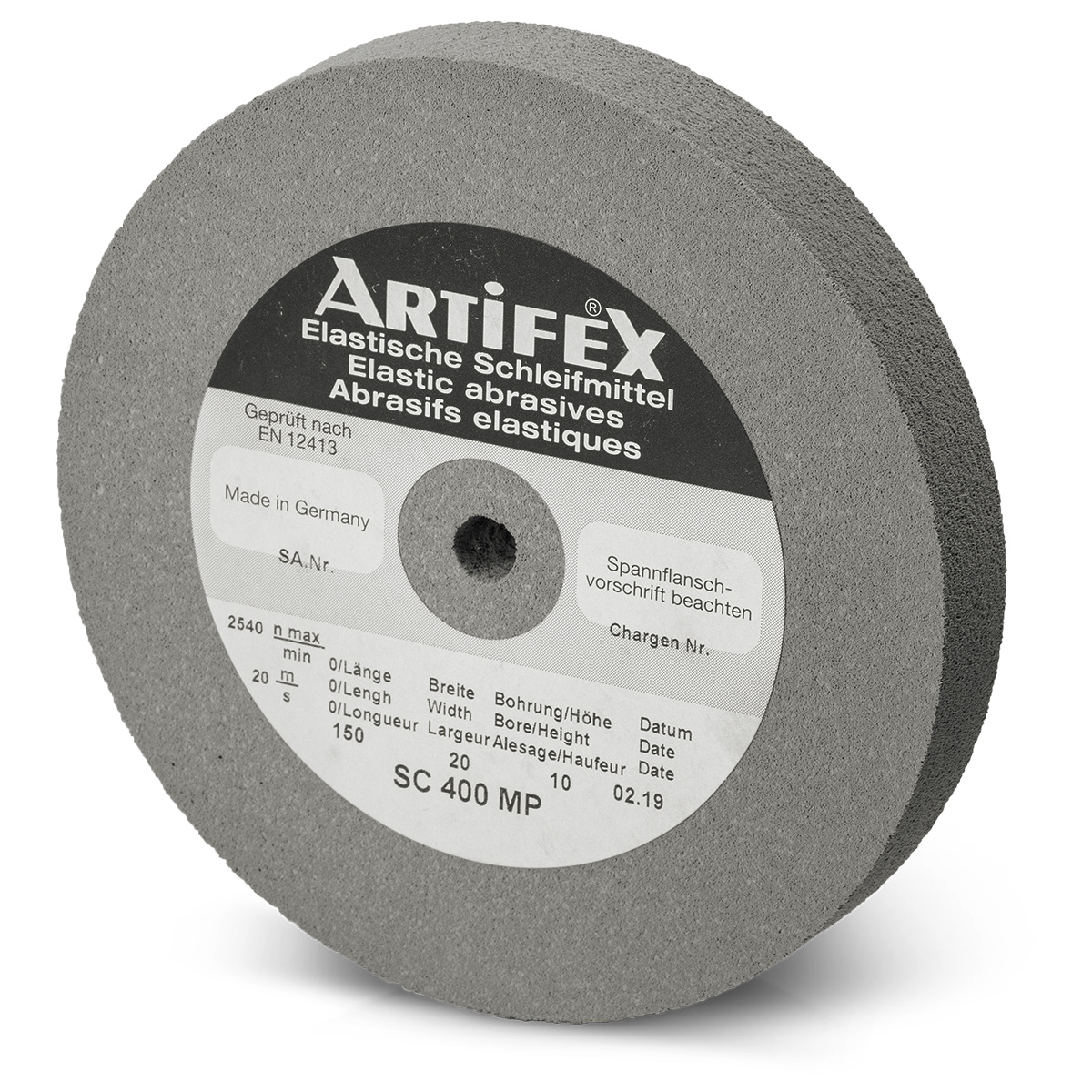 Artifex Schleifscheibe SC 400 MP, Körnung sehr fein, Härte mittel, Ø 150 x 20 mm, Bohrung Ø 10 mm