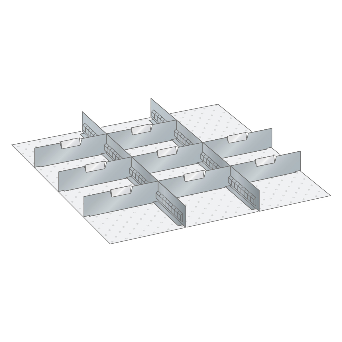 Lista Einteilungsmaterial für 36 x 36 E, 2 Schlitzwände und 8 Trennbleche für 200 mm Fronthöhe