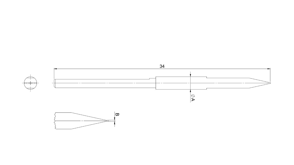 Lecureux Schraubendreherklinge mit Luftansaugschlitzen, L 34 mm, Schlitz (V), Ø 1,2 mm