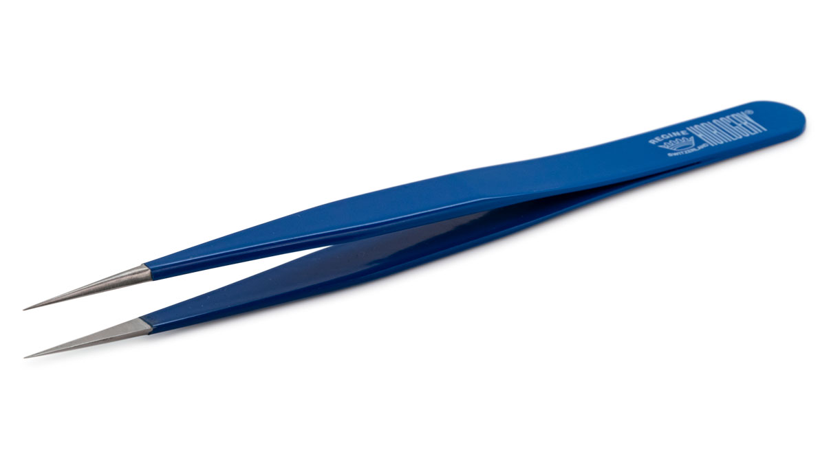 Regine Horlogery Pinzette, Form 3, Epoxy, Edelstahl, SA, 120 mm, antimagnetisch,
mit Beco Technic Logo