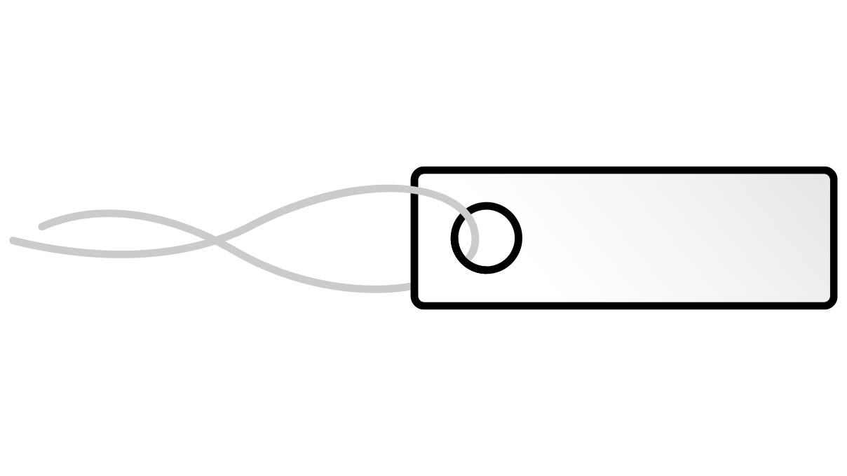 Fadenetikett, Weiß, Karton, 15 x 6 mm, 100 Stück