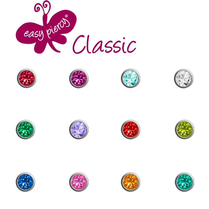 Ohrstecker Easy Piercy Classic, Mini, weiß, Sortiment