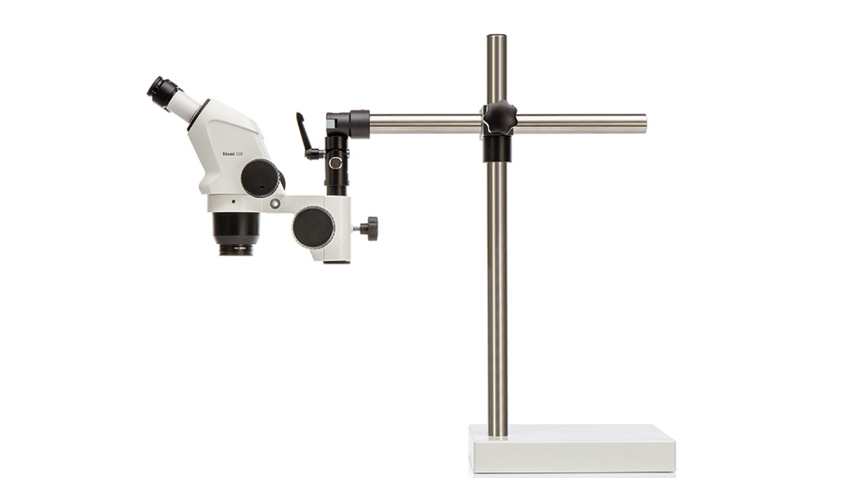 Zeiss Stativ B, Tischstativ mit Einfachausleger mit Grundplatte aus Stein
