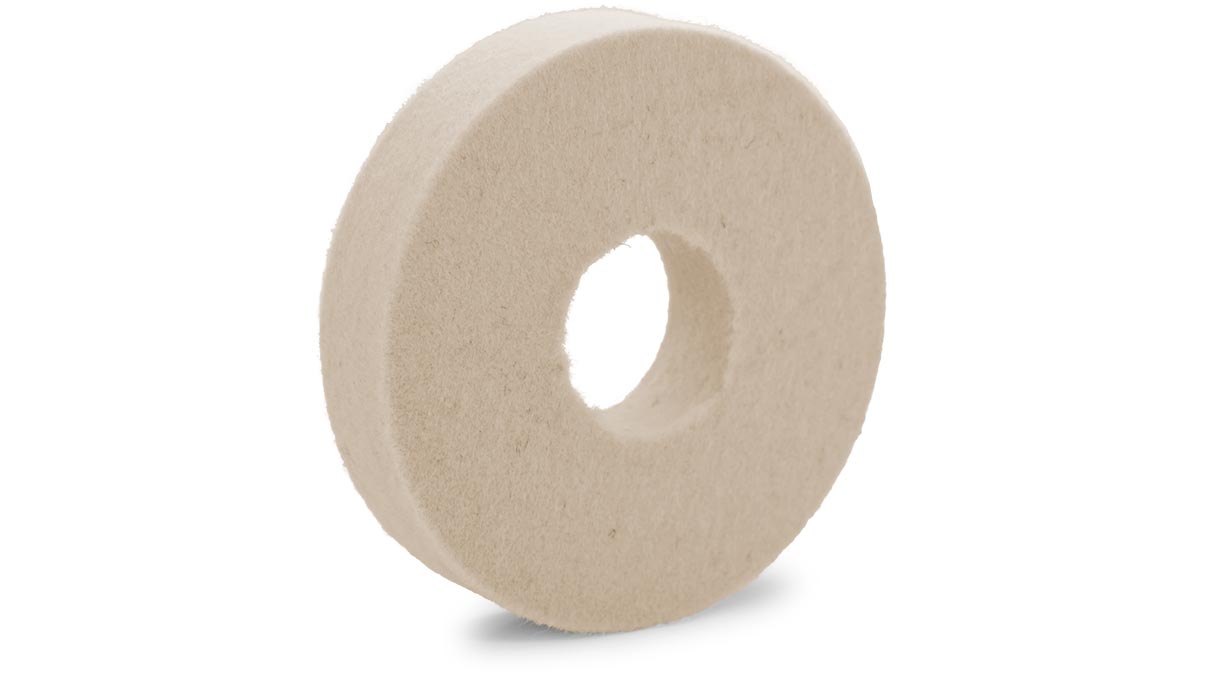 Filzscheibe, Wollfilz, weiß, Ø 70 x 15 mm, Bohrung Ø 25 mm