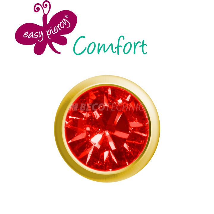 1 Paar Easy Piercy Comfort Ohrstecker Ø 3,95 mm, vergoldet, Rubin Imitation
