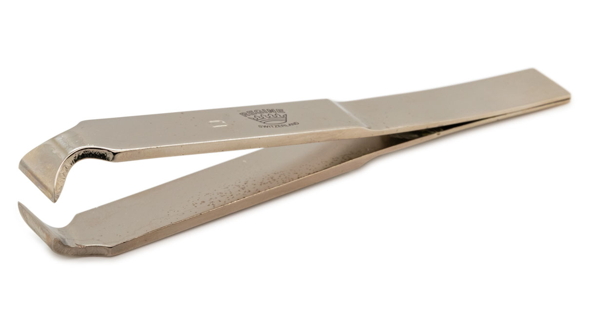 Regine Horlogery Pinzette Form D, vernickelt, 94 mm