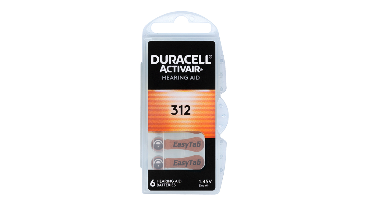 Duracell Activair Pack 6 Hörgerätebatterien Zink Air Nr. 312, Blister