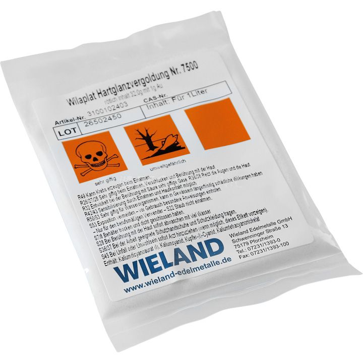 Hartglanzvergoldung Wilaplat Nr. 7500 Feingold mit 1 g Au/l, cyanidhaltig (Ansatzsalz für 1 Liter)
