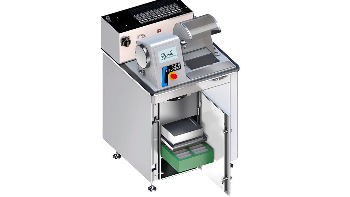 Crevoisier C551 (M12) auf Werktisch SLINE2 Compact, inkl. Absaugung, Tischplatte schieferfarben ohne
Tischumrandung, Netzteil unten (400 V)