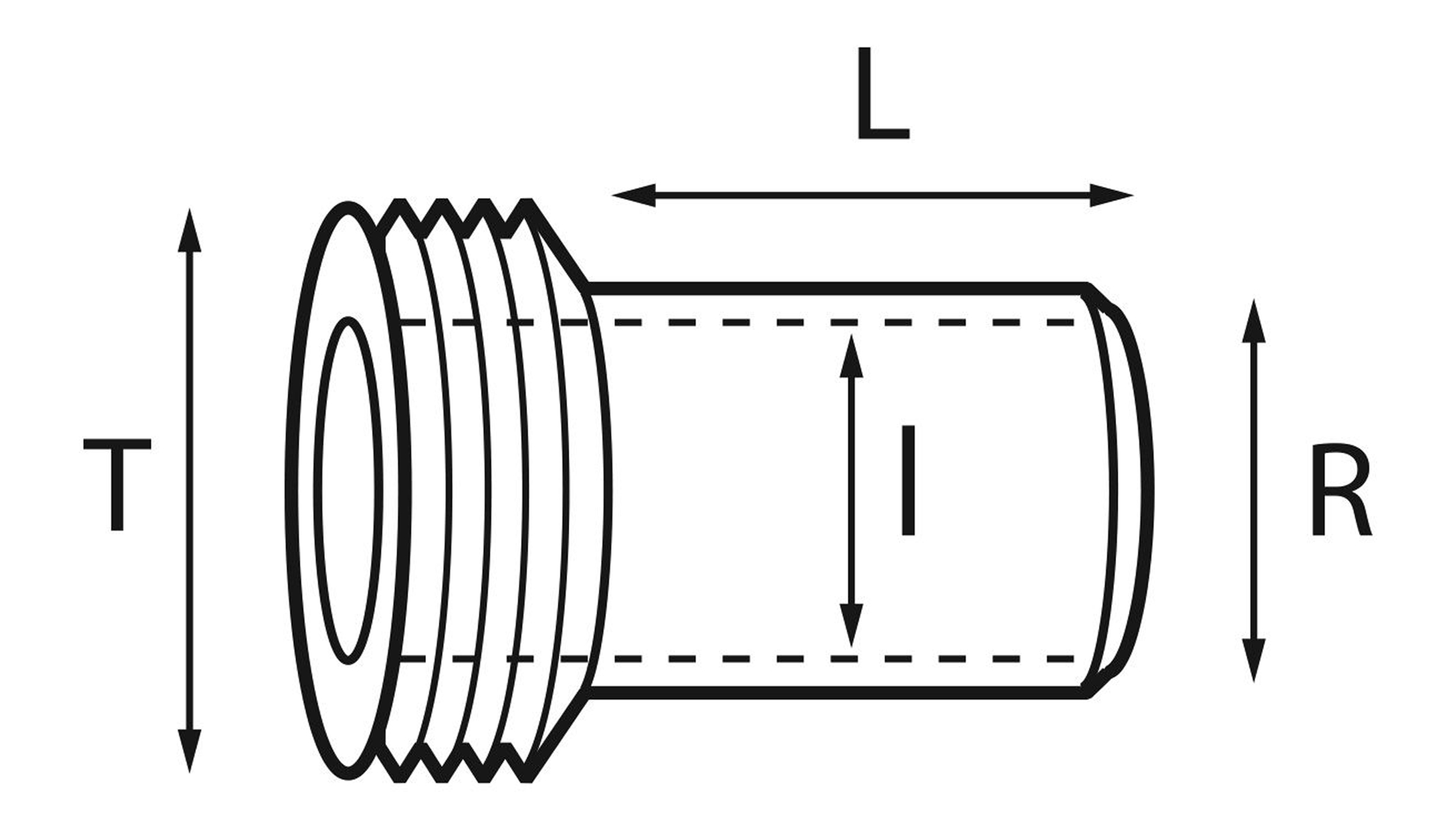 Tube für Schraubkrone, wasserdicht, kurzes Rohr, Ø 4,50, Ø d3 3,00, Ø d4 2,30, x 2,70,