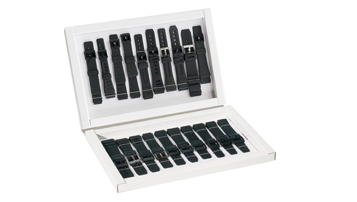 Sortiment  20 Kautschukbänder in einer praktischen Vorlagemappe