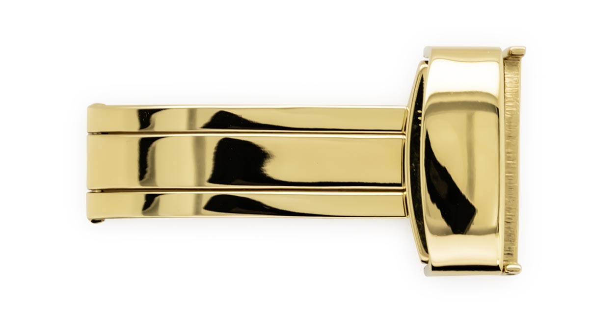 Faltschließe für Lederarmbänder, vergoldet, 20 mm