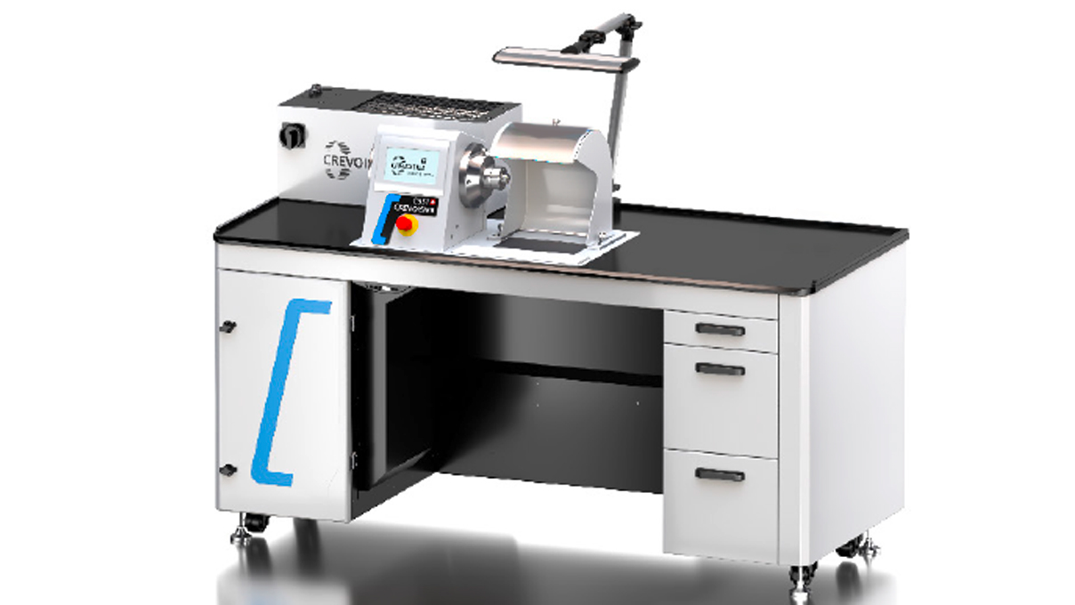 Crevoisier C551 (M12) mit Werktisch SLINE2 Comfort, inkl. Absaugung, Tischplatte schieferfarben mit
Tischumrandung, Netzteil unten (400 V)