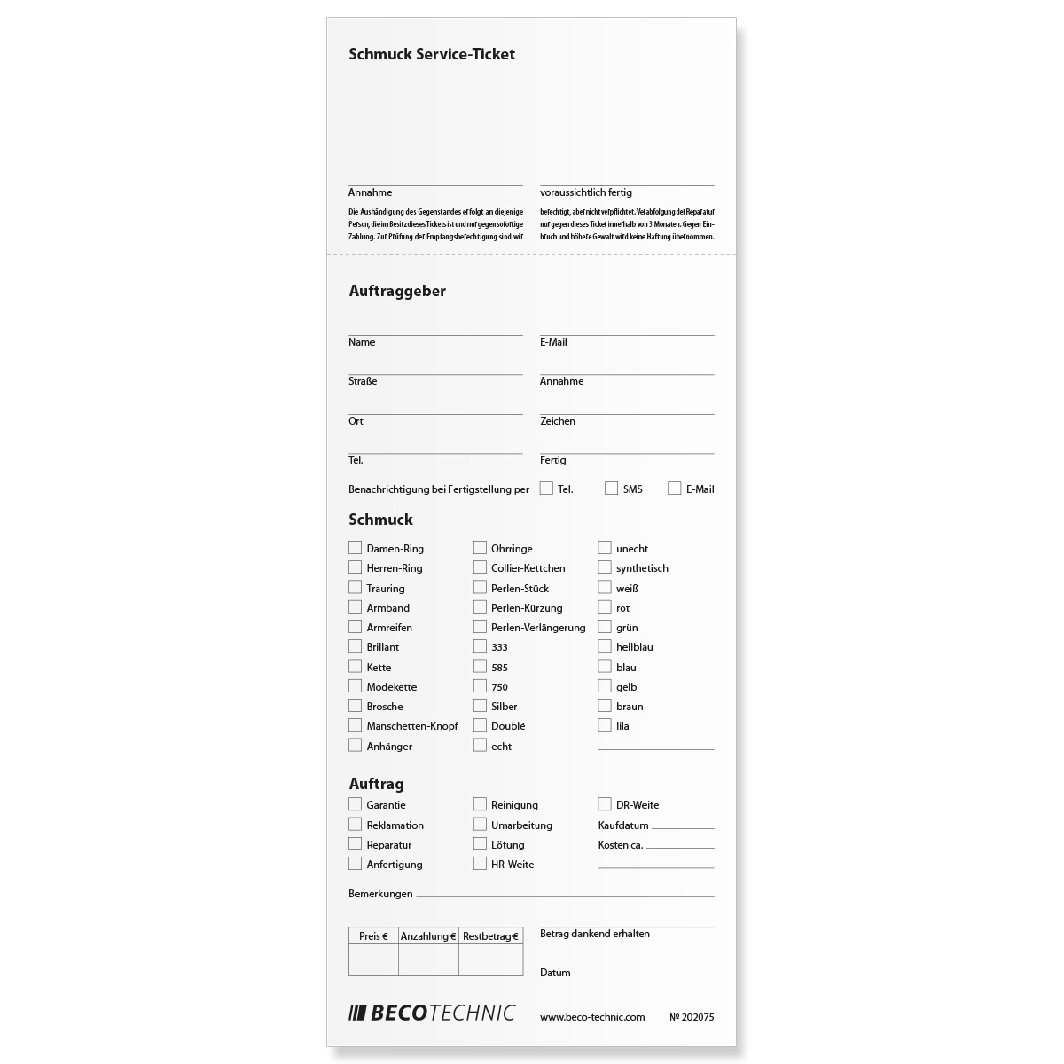 Pack à 1.000 Reparaturtüten für Schmuck