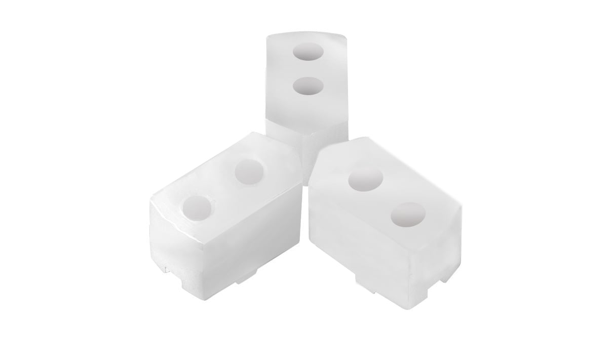 Spannbackenaufsatz aus Delrin ohne Messingsockel, nicht bearbeitet