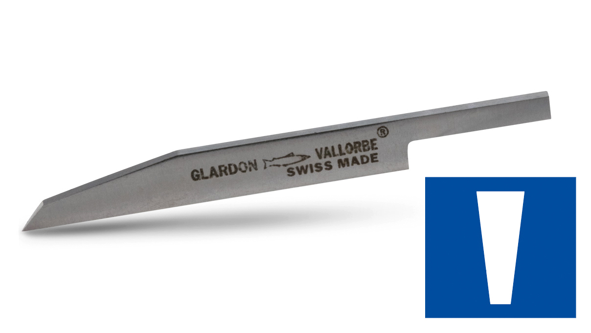 HSS Gravierstichel, flache Kante 0,8 mm, Länge 55 mm, für Spannfutter Ø 3,2 mm