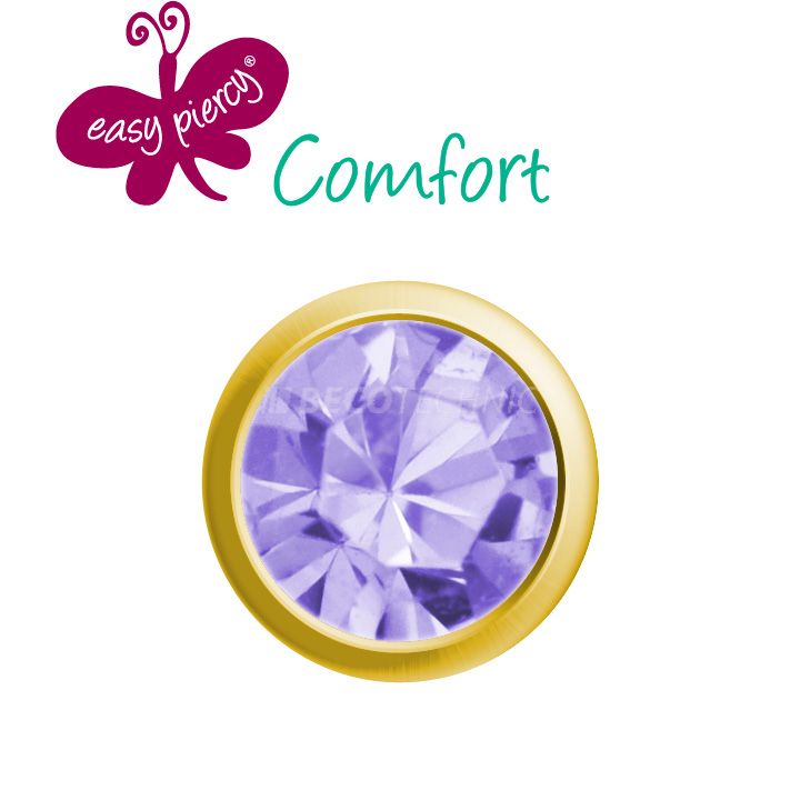 1 Paar Easy Piercy Comfort Ohrstecker Ø 3,95 mm, vergoldet, Alexandrit Imitation