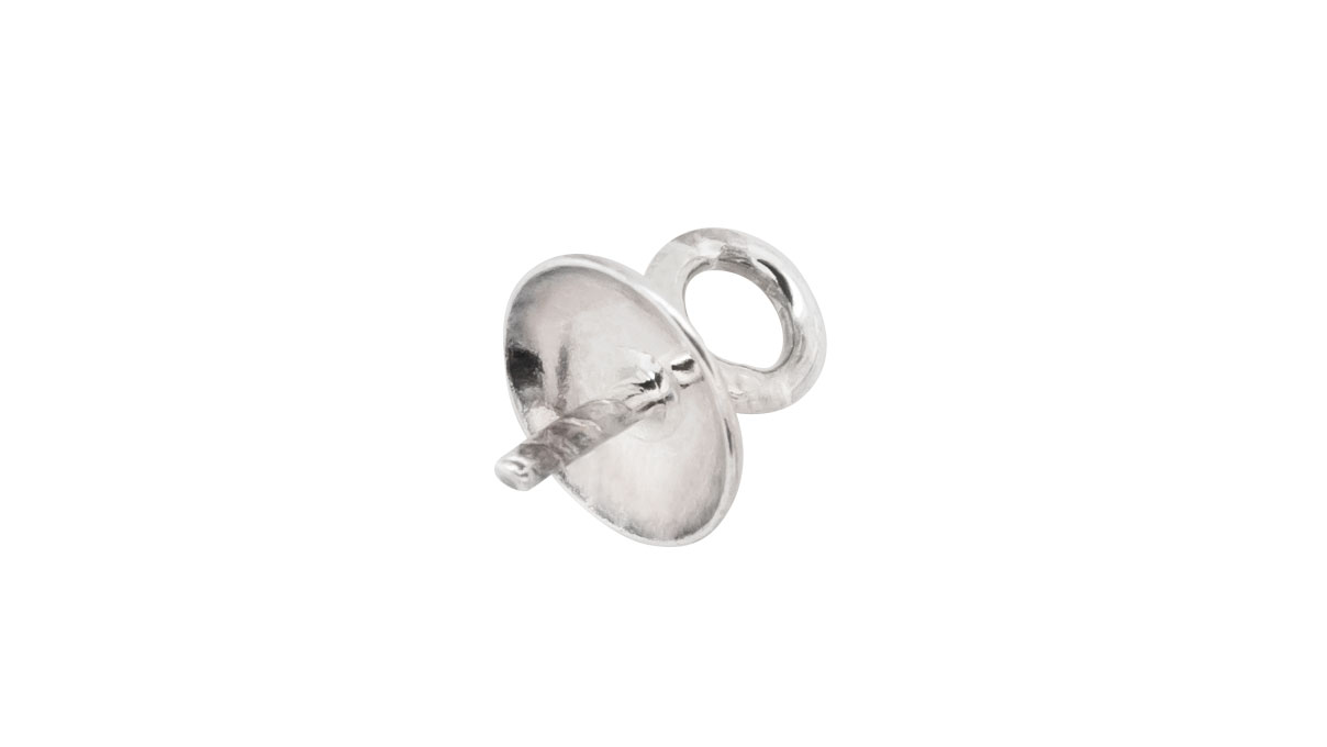 Schüsselanhänger, Schüssel Ø 5 mm, glatt, mit Gewindestift, Öse 3,2 mm, 925/- Silber