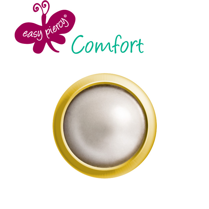 1 Paar Easy Piercy Comfort Ohrstecker Ø 3,95 mm, vergoldet, Perle Imitat weiß