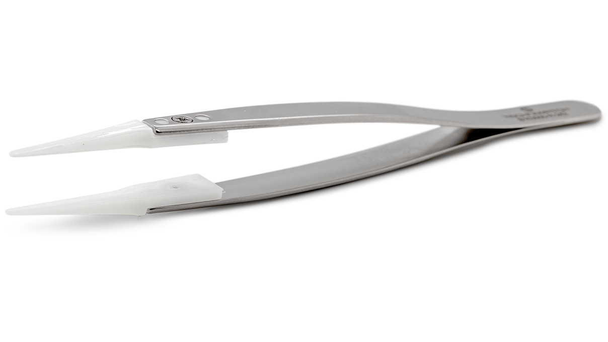 Pinzette AntiScratch, Polymerspitzen, breit und flach