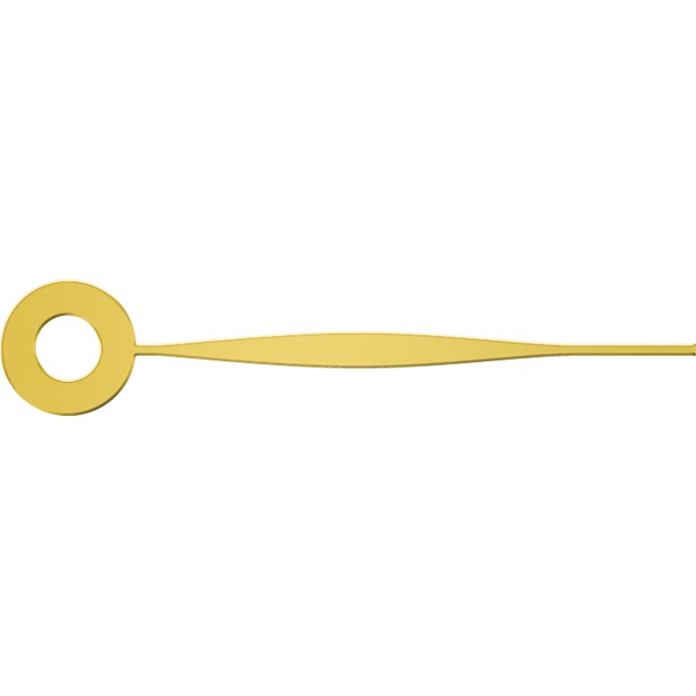Minutenzeiger, Lanzenform, gelb, Bohrung Ø 0,9 mm, Länge 10 mm