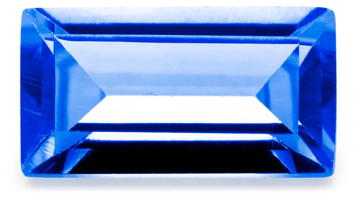 Synthetischer Farbstein, Saphir, Baguette, 5 x 2,5 mm