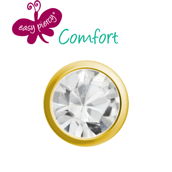 1 Paar Easy Piercy Comfort Ohrstecker Ø 3,95 mm, vergoldet, Brillant Imitation