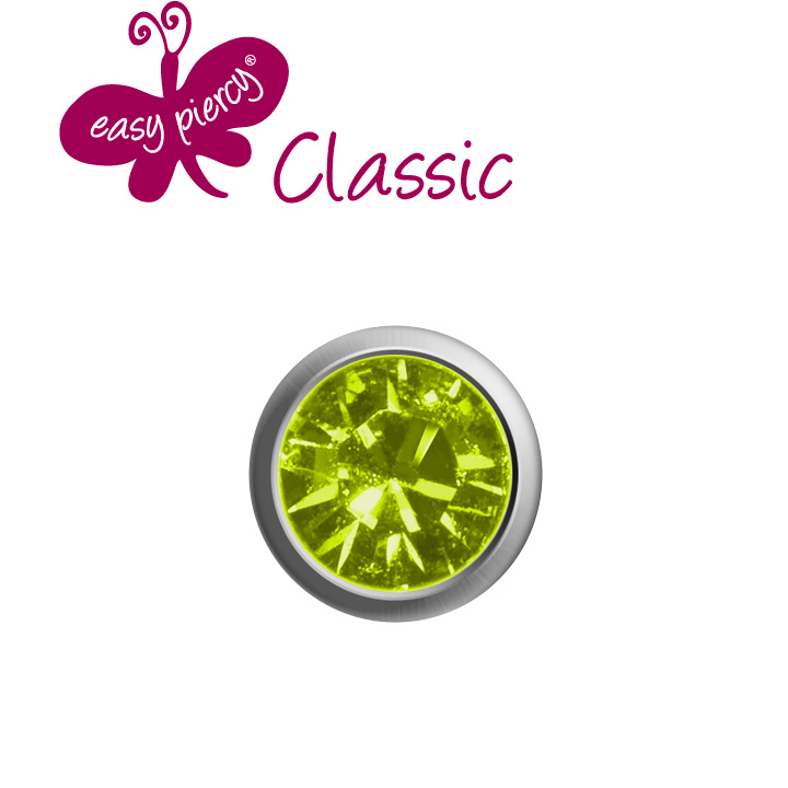 1 Paar Ohrstecker Easy Piercy Classic, weiß, Mini Peridot Imitation