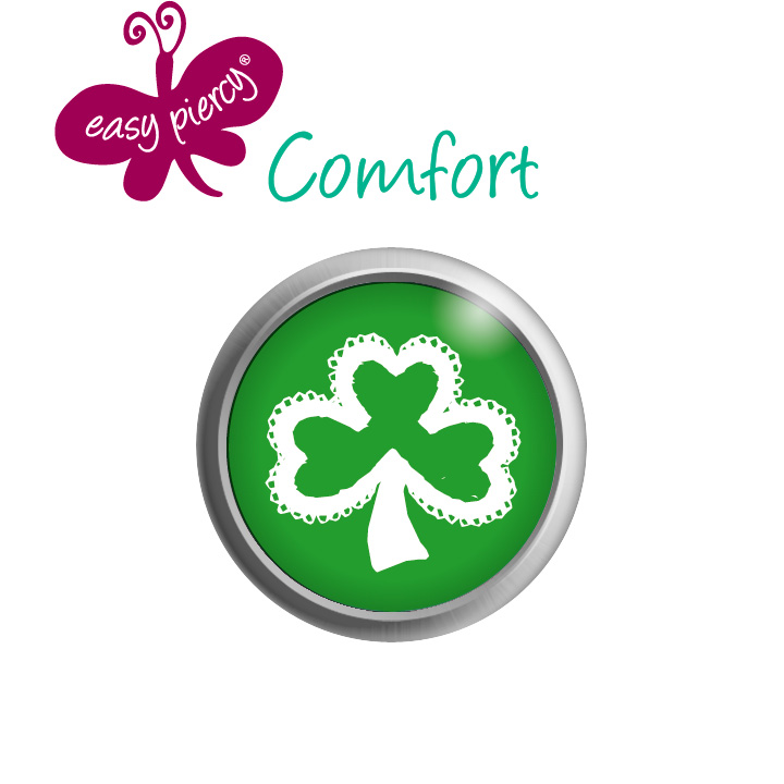 1 Paar Easy Piercy Comfort Ohrstecker Ø 5,5 mm, weiß, Kleeblatt