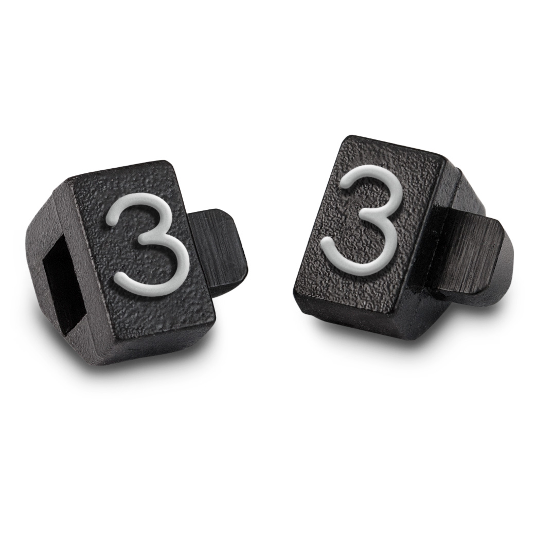 Preisziffer bedruckt mit: "3", Schwarz, Grau-silber, 100 Stück