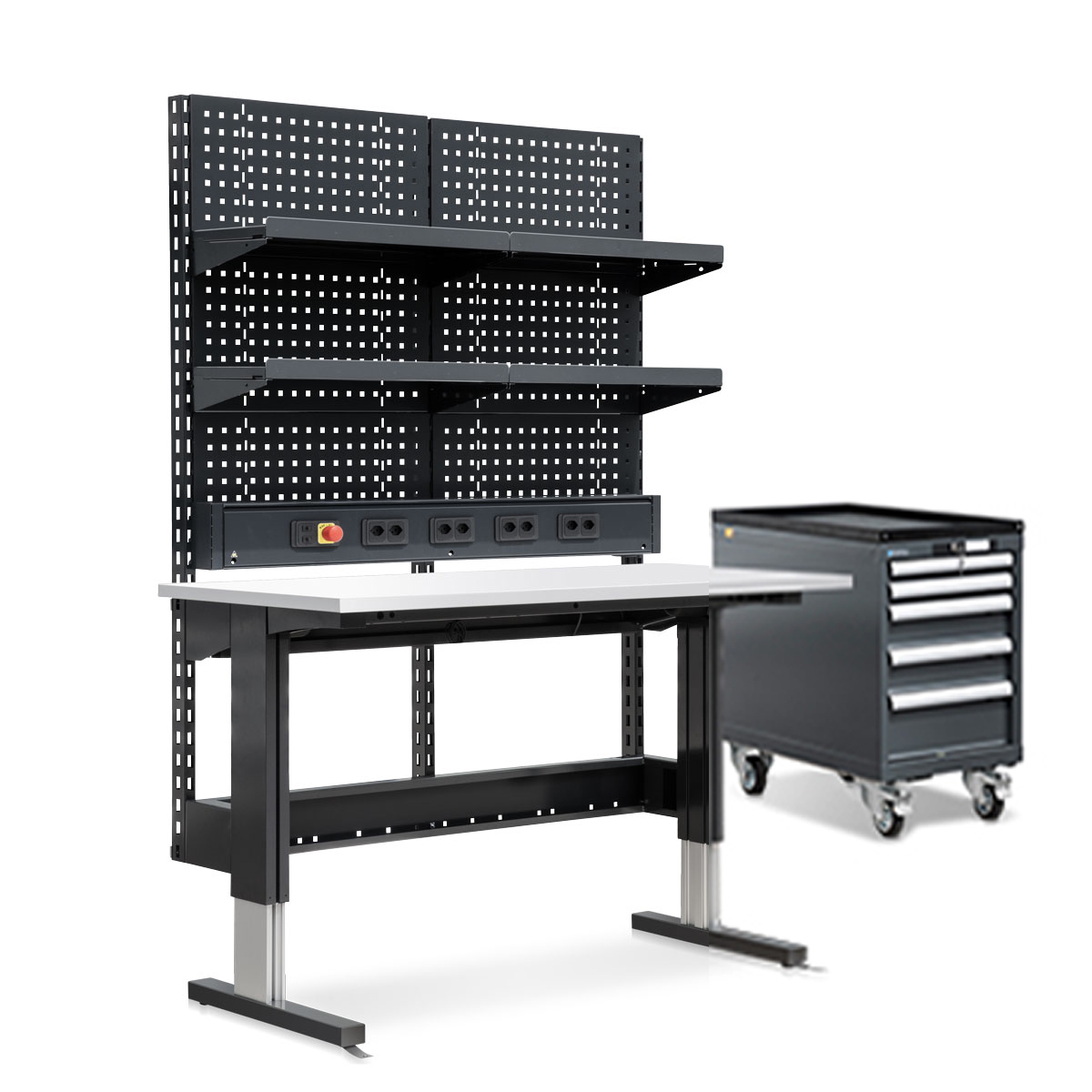 Ergolift Industry ESD, Arbeitsplatte 150 x 70 x 4, lichtgrau, Gestell anthrazit, ableitende Speziallackierung