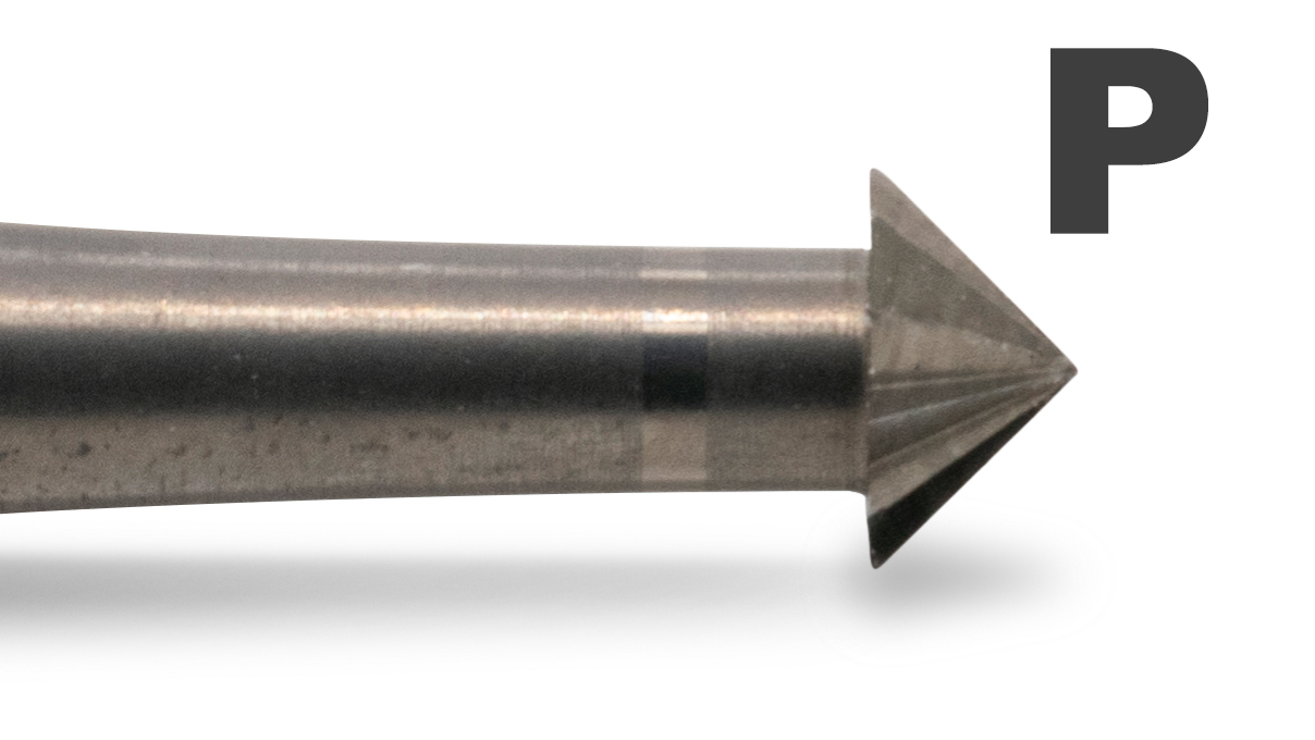 WS SQ Fräser Typ P, Kegel 90°, Kopf Ø 1 mm, Schaft 2,35 mm, 6 Stück