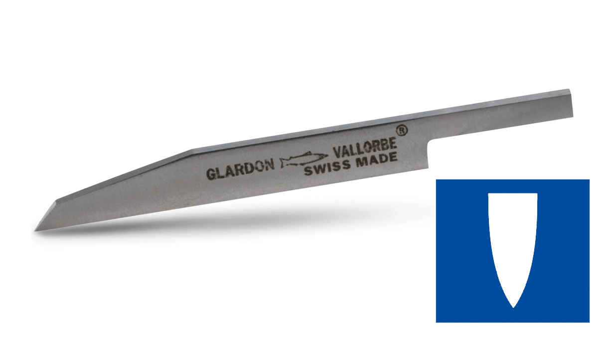 Karbid Gravierstichel, spitze Kante 1,75 mm, Länge 45 mm, für Spannfutter Ø 3,2 mm