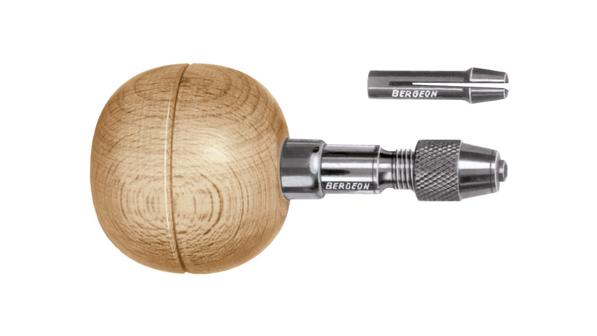 Bergeon 1843-19D Stichelheft mit 2 Stiftenklöbchenzangen, Kugelform, Ø 35 mm
