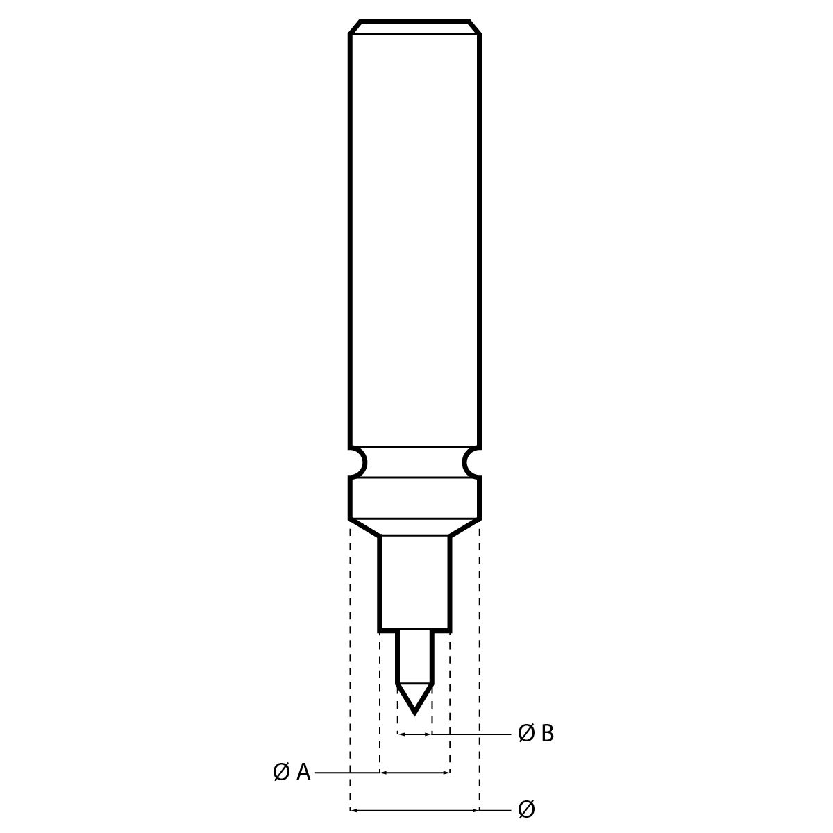 Horia AS 1000-03-120 Stempel, Korpus Ø 3 mm, Spitze Ø 0,5 mm