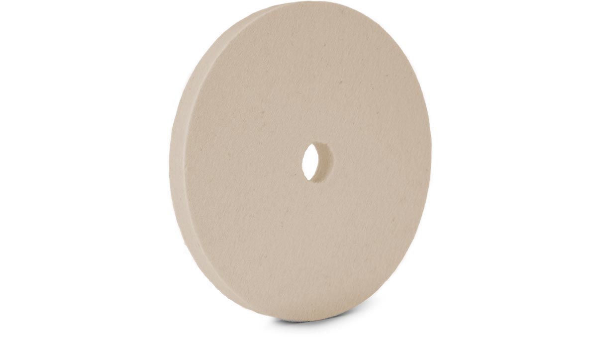 Filzscheibe, Wollfilz, weiß, Ø 180 x 15 mm, Bohrung Ø 25 mm