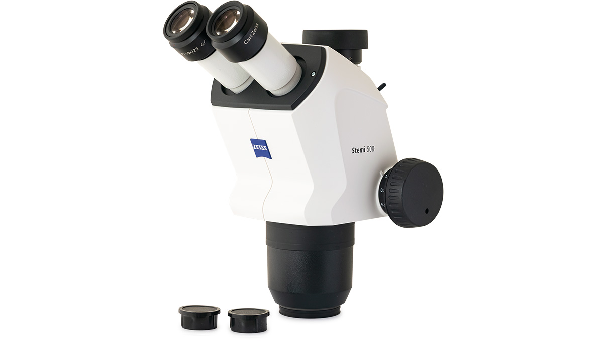 Mikroskopkörper Stemi 508 doc, Vergrößerung 0,63x - 5, mit umschaltbarem Kamerakanal (vom rechten
Okular)