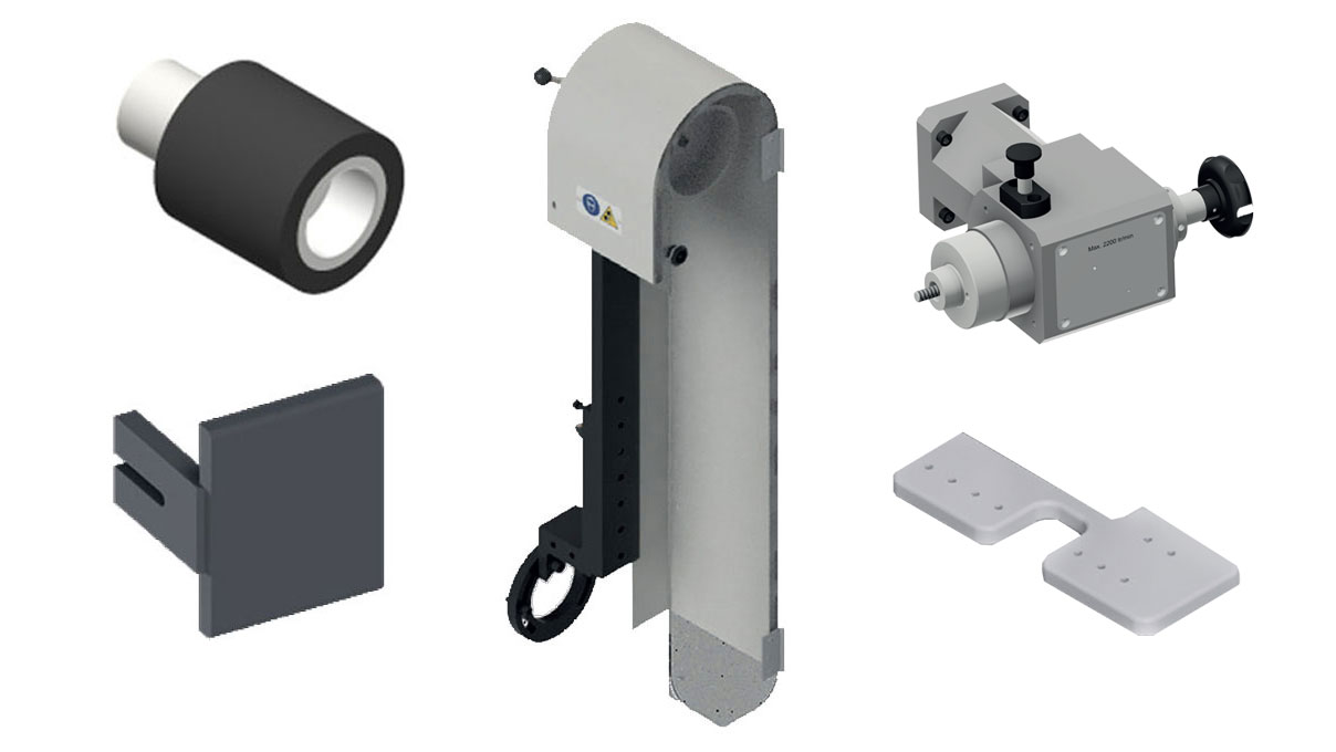Crevoisier Bandschleif-/Satiniereinheit horizontal/vertikal (M12), inkl. Bandauflage aus gehärtetem Stahl, Schleifhalterung 1000 x 100,
Antriebsrolle aus glattem Gummi in Ø 100 mm