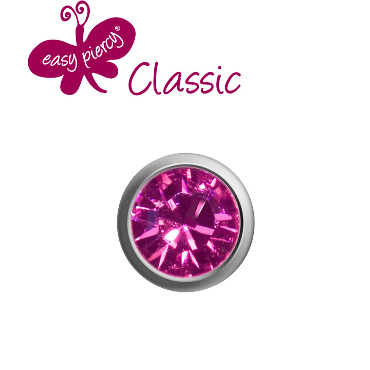 1 Paar Ohrstecker Easy Piercy Classic, weiß, Mini Amethyst Imitation