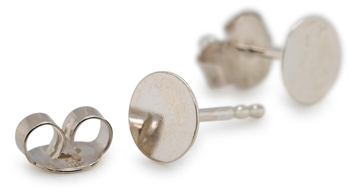 Steckbrisuren, Platte Ø 6 mm, 925/- Silber