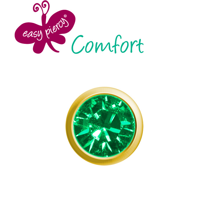 1 Paar Easy Piercy Comfort Ohrstecker Ø 2,95 mm, vergoldet, Smaragd Imitation