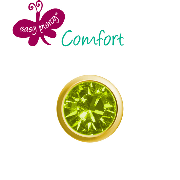 1 Paar Easy Piercy Comfort Ohrstecker Ø 2,95 mm, vergoldet, Peridot Imitation