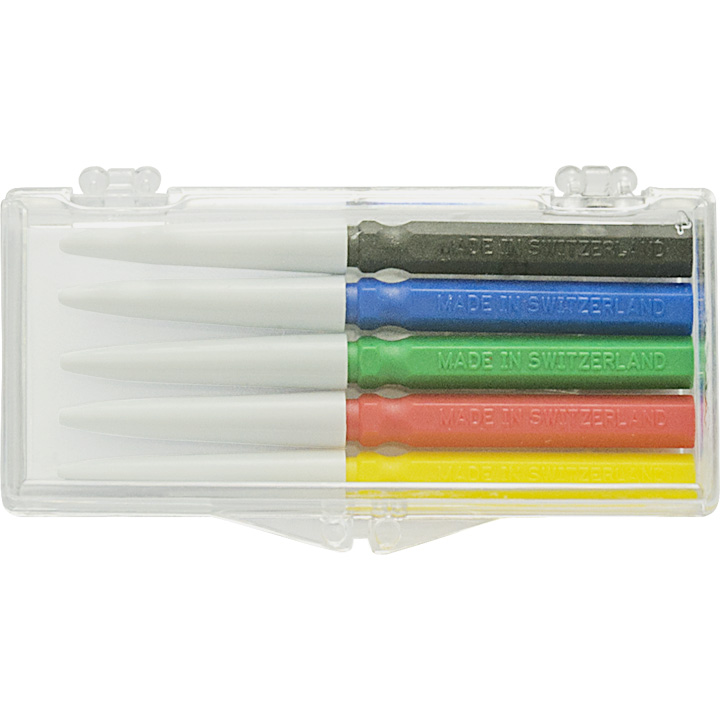 Bergeon 30102 Satz à 5 Ölgeber sehr fein bis sehr grob in einer Kunststoffbox